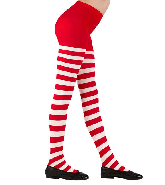 Røde hvide strømpebukser pige