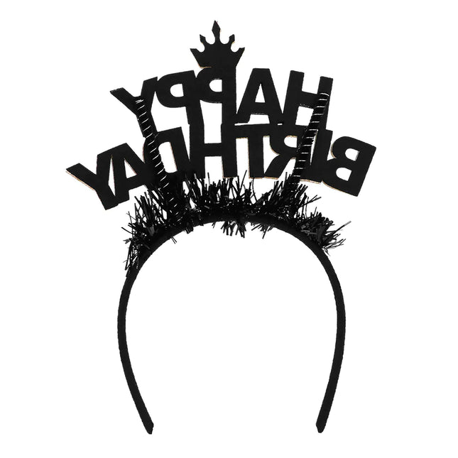 Pandebånd Happy Birthday Guld/Sort