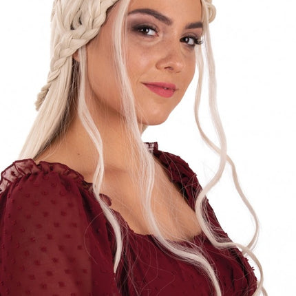 Paryk Queen Dainerys Lang med fletninger Blond