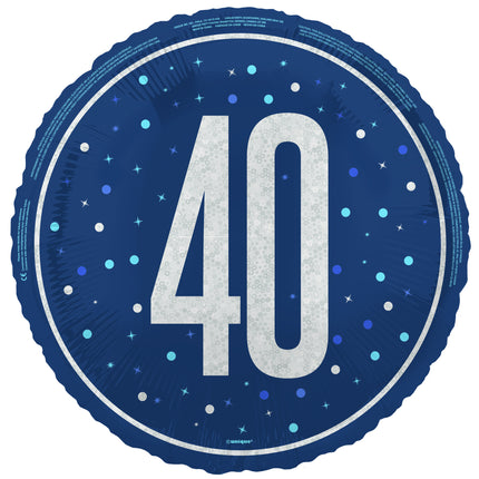 40 års heliumballon blå tom 45 cm