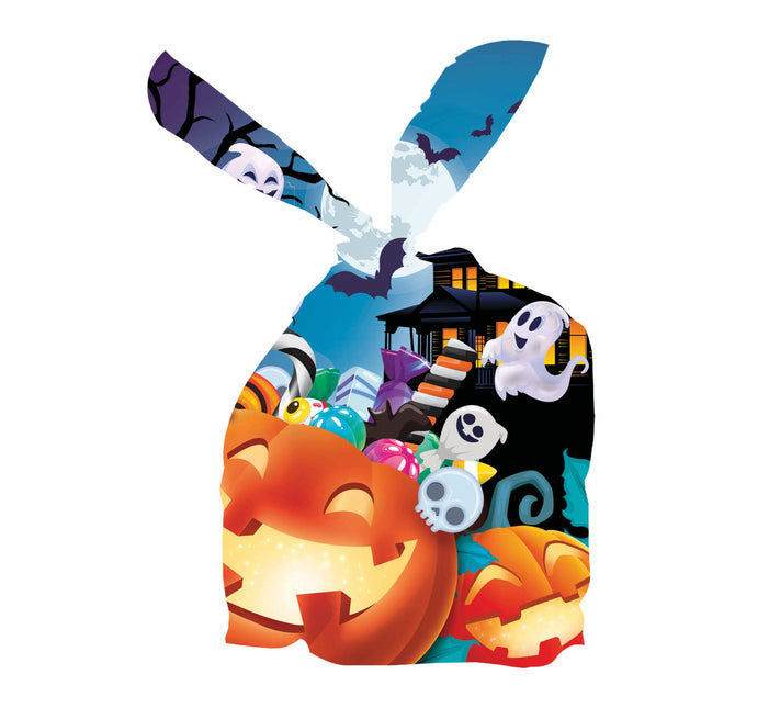 Gekleurde Halloween Uitdeelzakjes Pompoen 13,5cm