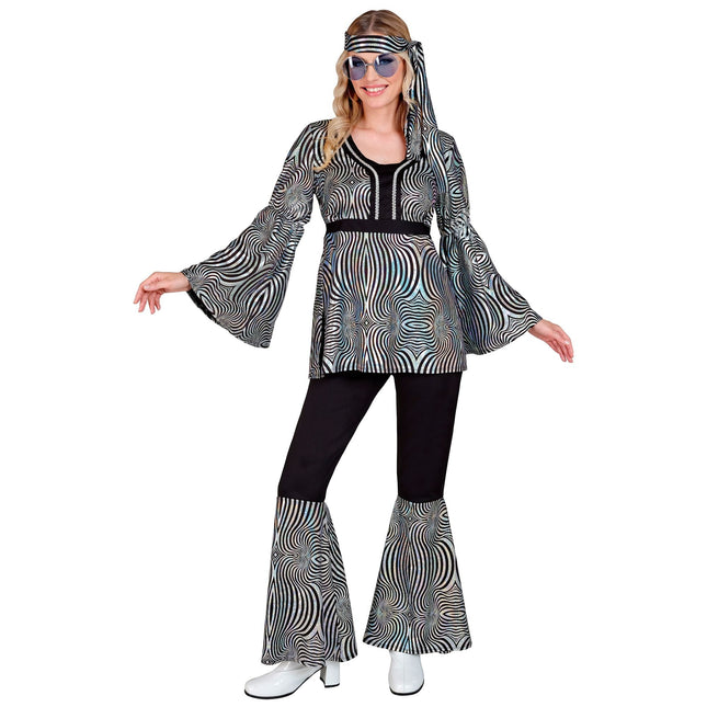 Disco 70S-kostume sølv til damer