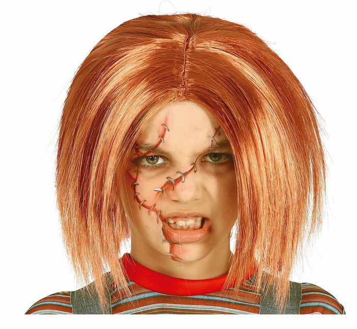 Dukke med orange paryk