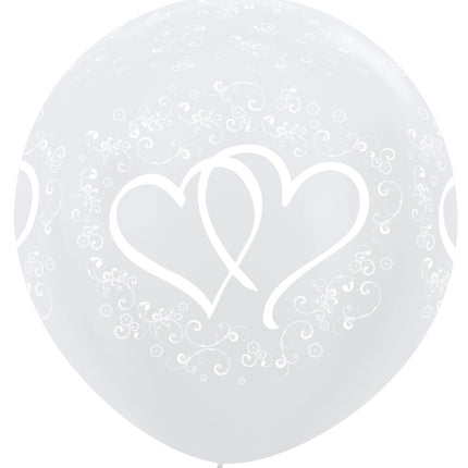 Balloner Entwinted Hearts Pearl White 91cm 2stk