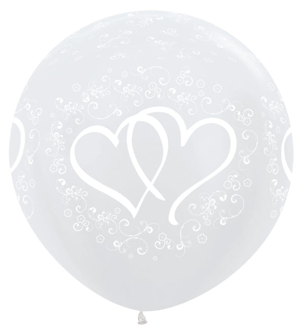 Balloner Entwinted Hearts Pearl White 91cm 2stk