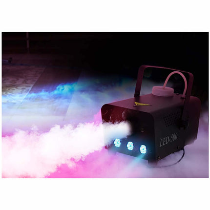 Røgmaskine med lys og fjernbetjening