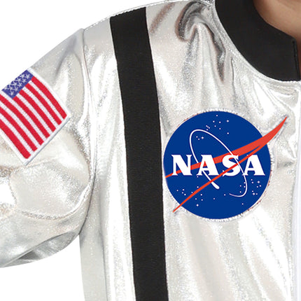 Astronautdragt, sølvfarvet dreng