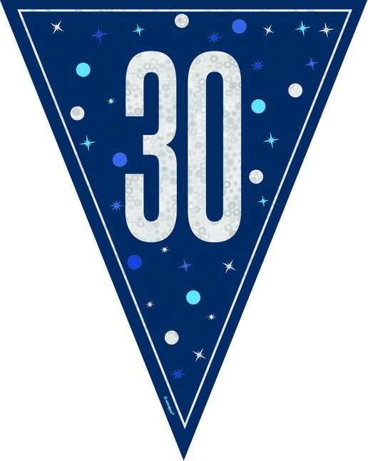 30 års guirlande blå 2,5 m