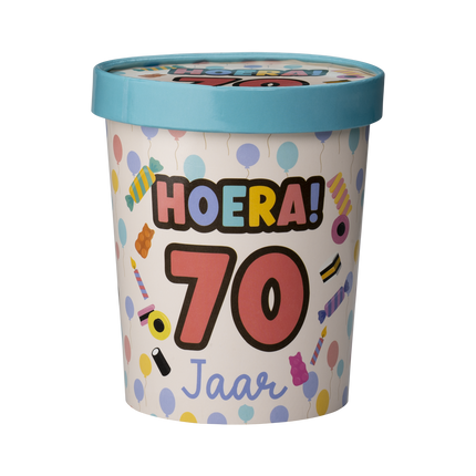 Farvet slikbakke 70 år 12 cm