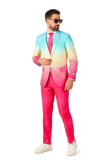 Regnbuefarvet fuchsiablåt jakkesæt til mænd <tc>OppoSuits</tc>