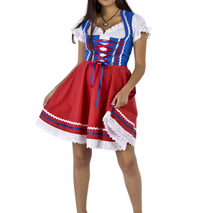 Oktoberfest Dirndl Kjole Oktoberfest Rød Blå Damer 2 Dele