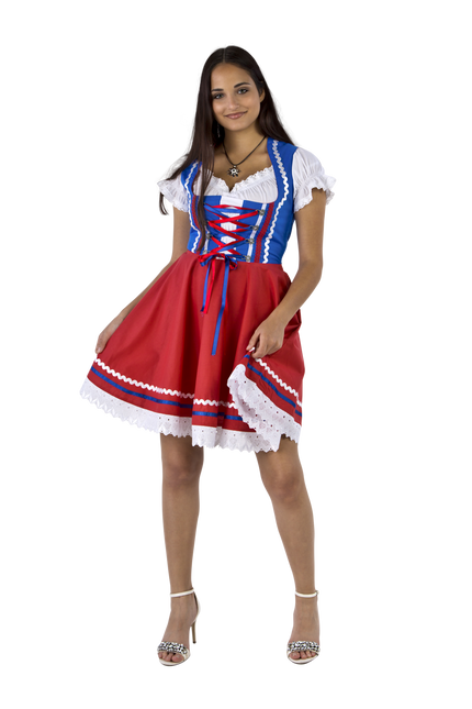 Oktoberfest Dirndl Kjole Oktoberfest Rød Blå Damer 2 Dele