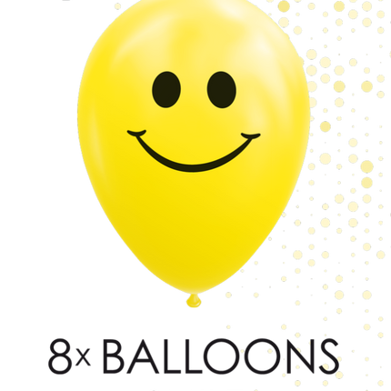 Gule balloner Smiley 30,5 cm 8 stk