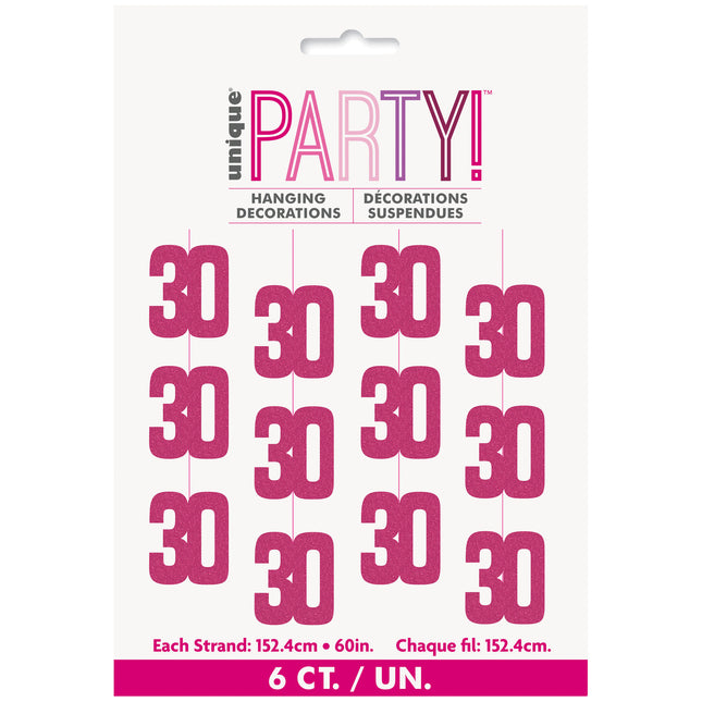 30 års hængende dekoration Pink 1,52 m