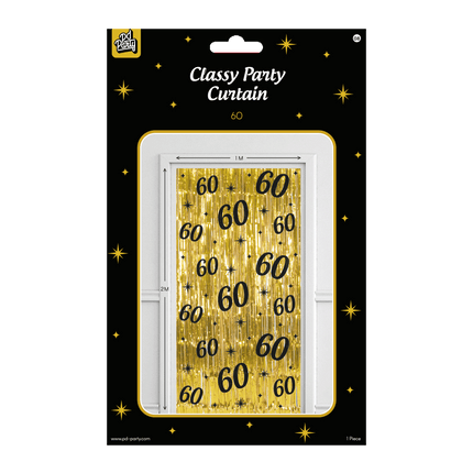 60 års dørforhæng Guld Sort