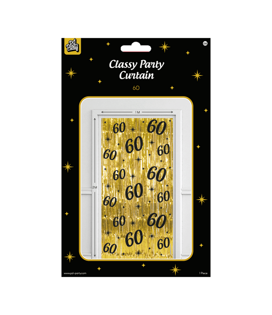 60 års dørforhæng Guld Sort