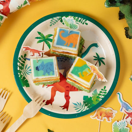 Dino-tallerkener farvede 23 cm 8 stk