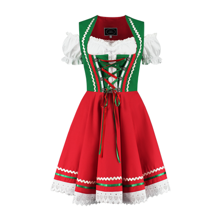 Oktoberfest Dirndl Kjole Oktoberfest Rød Grøn Damer 2 Dele