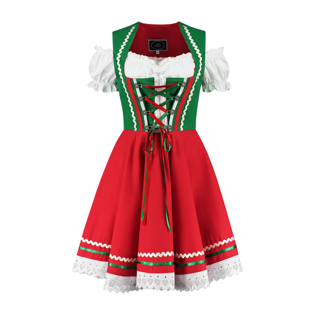 Oktoberfest Dirndl Kjole Oktoberfest Rød Grøn Damer 2 Dele