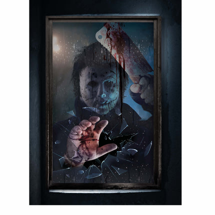 Halloween-dørplakat Økse 120 cm x 80 cm