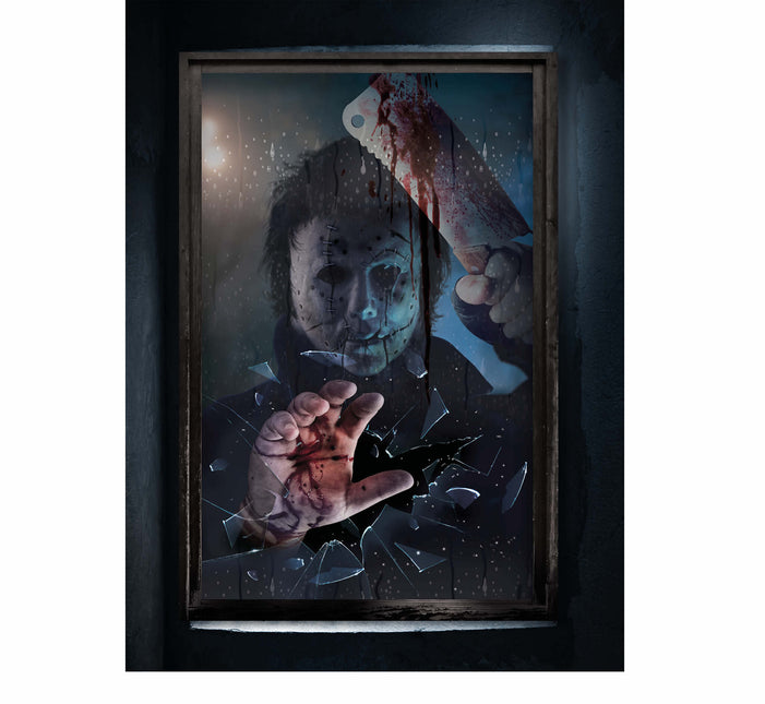 Halloween-dørplakat Økse 120 cm x 80 cm