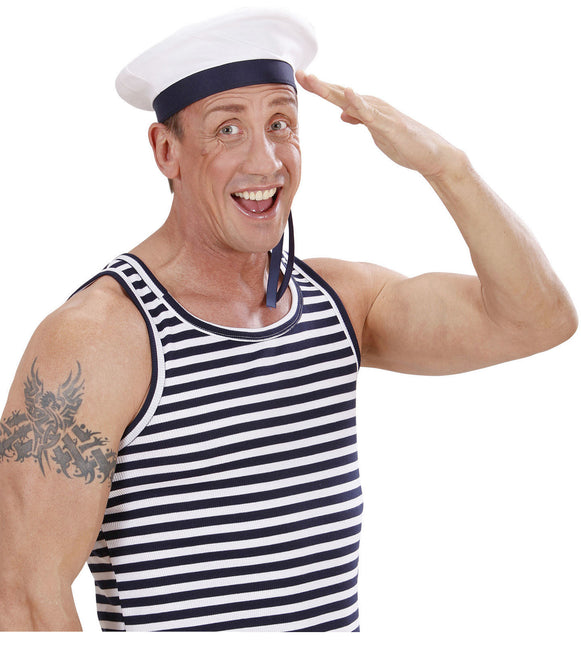 Hvid blå kasket kaptajn