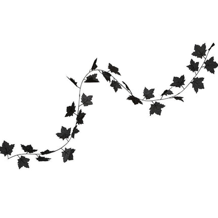 Halloween sort guirlande af blade 1,8 m