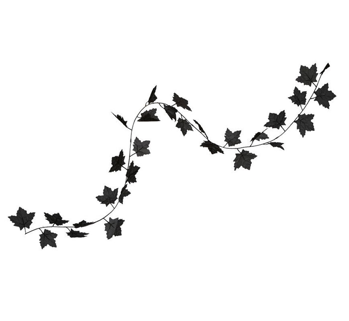Halloween sort guirlande af blade 1,8 m
