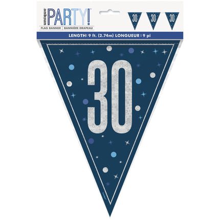 30 års guirlande blå 2,5 m