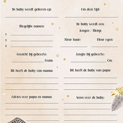 Safari forudsigelseskort nøgen 20stk