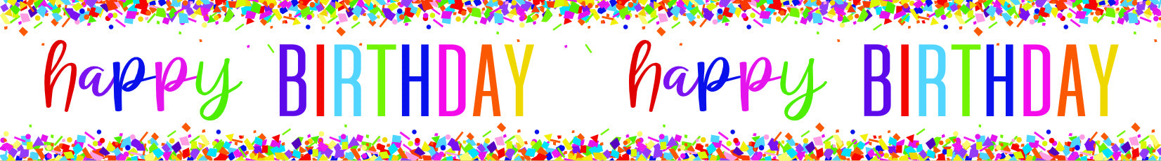 Happy Birthday Banner Farvet konfetti 2,74 m