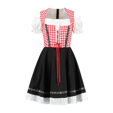 Oktoberfest Dirndl Kjole Oktoberfest Rød Hvid Sort Damer