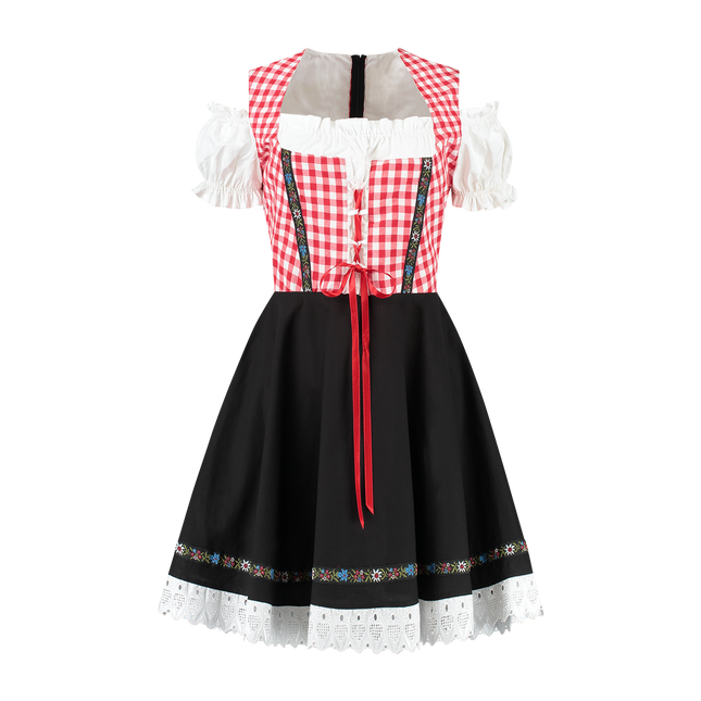 Oktoberfest Dirndl Kjole Oktoberfest Rød Hvid Sort Damer