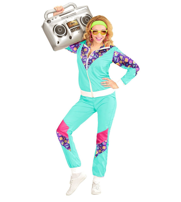 Neon 80S træningsdragt Faulty lyseblå