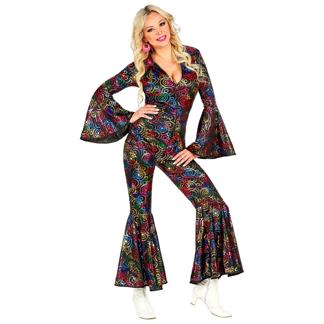 Disco 70S Jumpsuit Farvede cirkler til damer