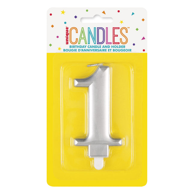 1 års stearinlys sølv