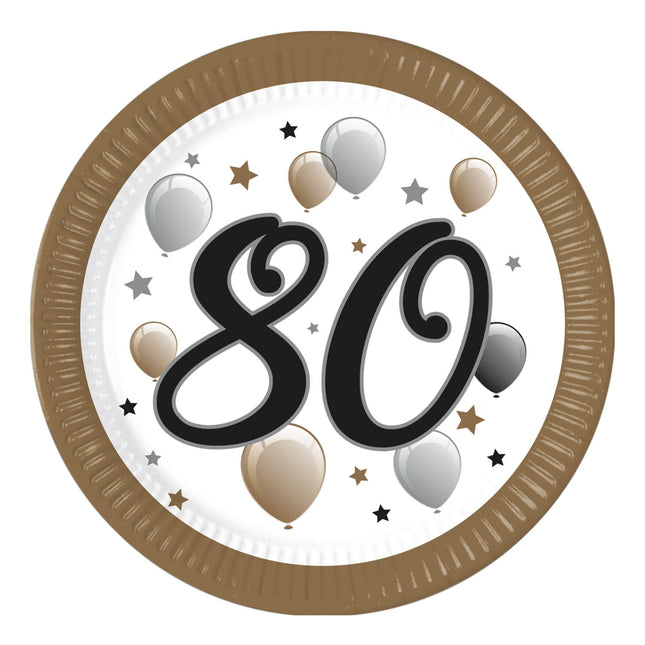 80 års skilte papir 23cm 8stk