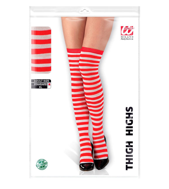 Røde hvide strømper 64 cm