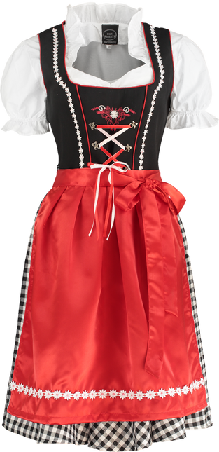 Sort og hvid Dirndl-kjole Oktoberfest Damer Ternet