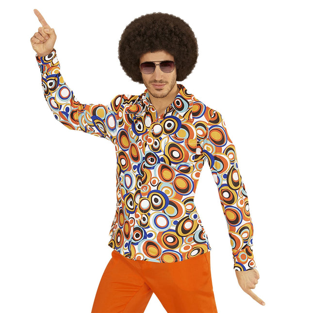 Disco 70S Bluse Blå Orange Herre