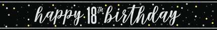 Happy Birthday Banner Sort 18 år 2,74 m