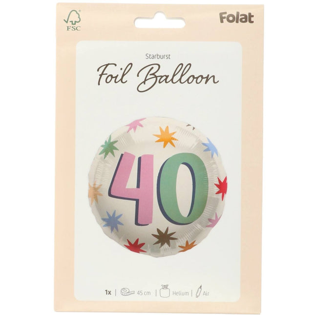 40 års heliumballon tom 45 cm