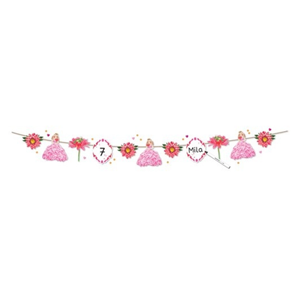 Prinsesseguirlande grøn pink 3,6 m