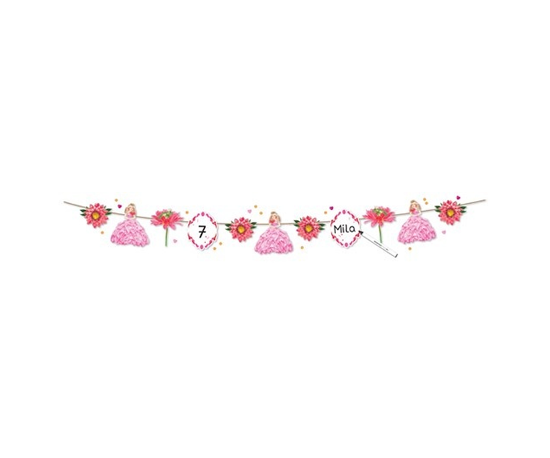 Prinsesseguirlande grøn pink 3,6 m
