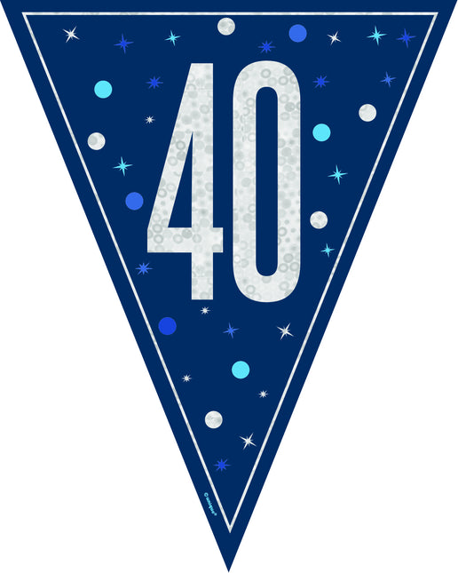 40 års guirlande blå 2,5 m