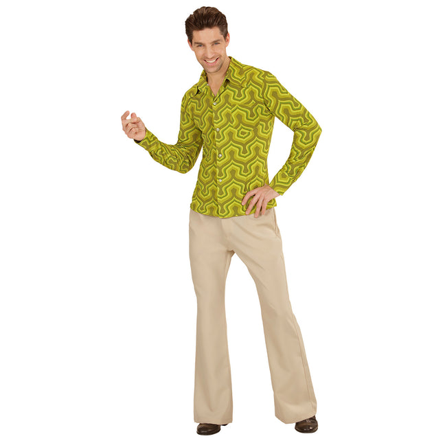 Disco 70S Bluse Grøn Tapet til mænd