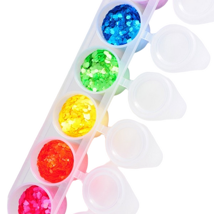 Farvet glitter fluorescerende 6 stk