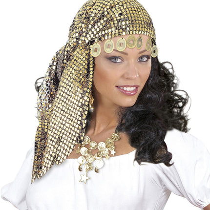 Guld pandebånd med pailletter