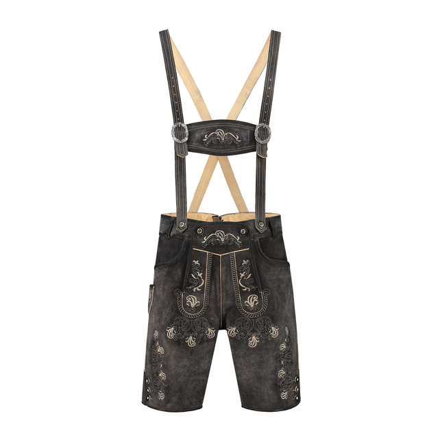 Leatherhose Brown Grey Men's Short Antique