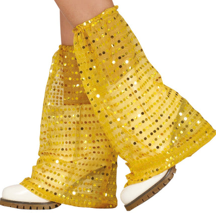 Gyldne benvarmere Pailletter Organza